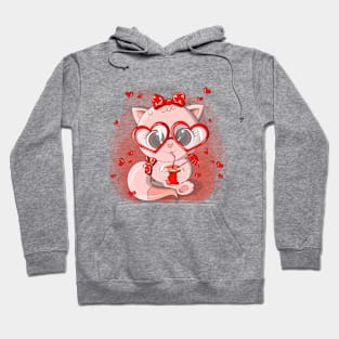 Cute red kitten is made in kawaii style Hoodie